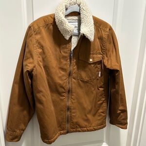 Quiksilver Brown Jean Jacket with Casual Design and Zipper Closure